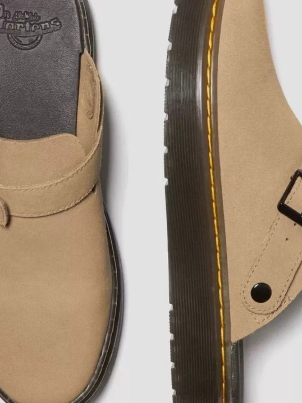 Dr. Martens Men's Beige Suede Slingback Clogs